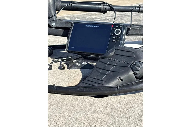 Slide: The Image of Fishfinder and equipment on a 2013 Nitro Z-7 boat deck. - 8