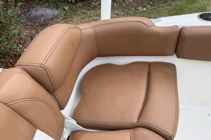 Slide: The Image of Brown leather seating on 2021 Pioneer 202 Islander boat. - 24