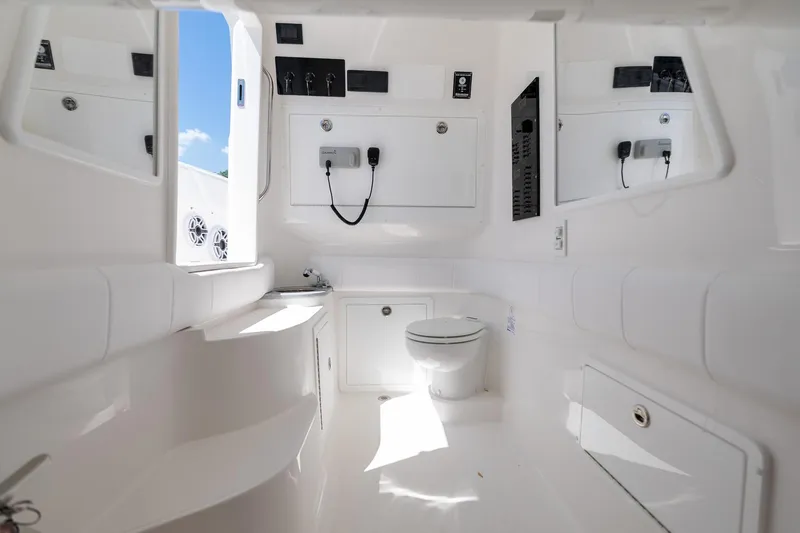 Slide: The Image of Interior of Deep Impact 369 Sport 2026 featuring toilet and storage. - 27
