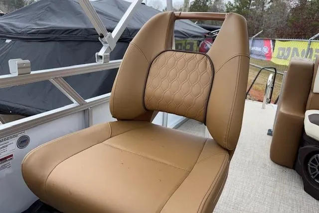 Slide: The Image of 2026 Tahoe Pontoon SP 2180 CRB tan captain's chair with quilted backrest. - 18