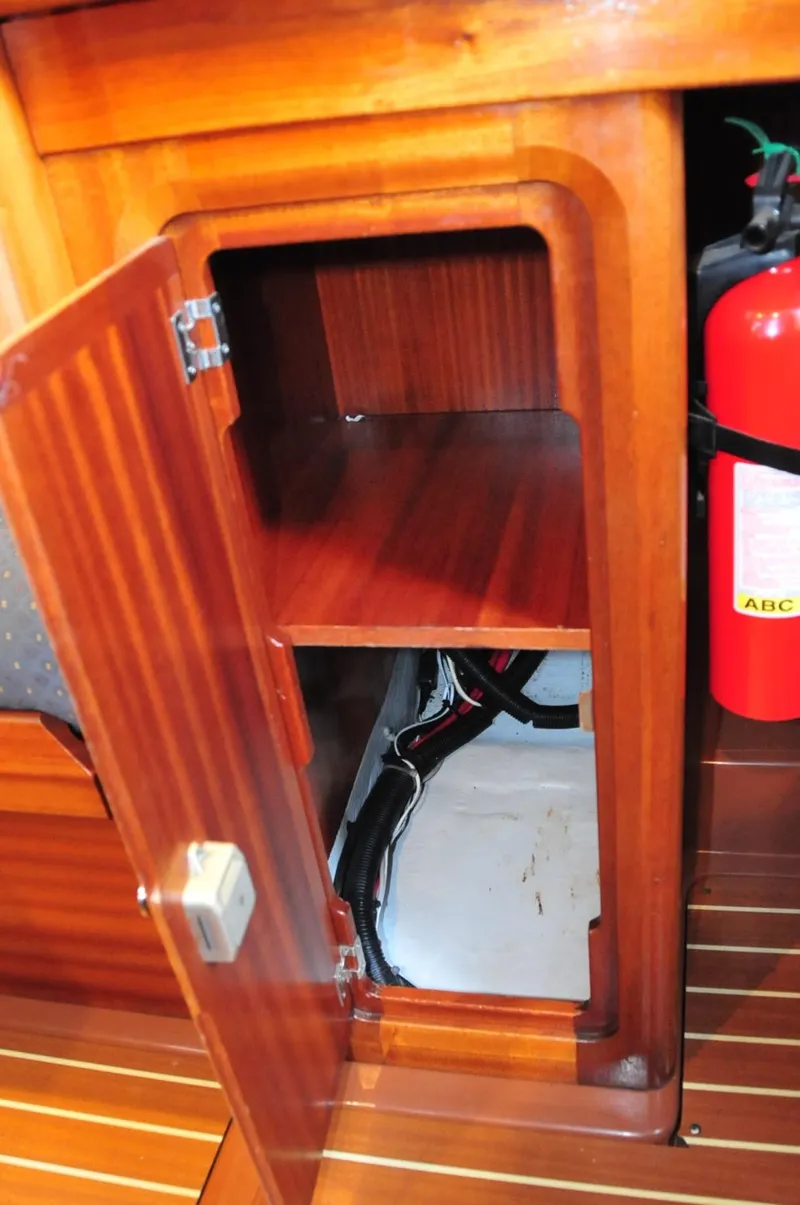 Slide: The Image of Wooden cabinet interior on Bavaria 34 yacht, 2001 model. - 17