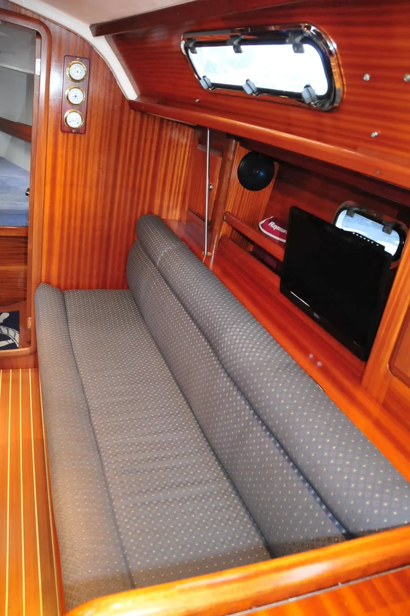 Slide: The Image of Interior of a 2001 Bavaria 34 yacht with wooden finish. - 20