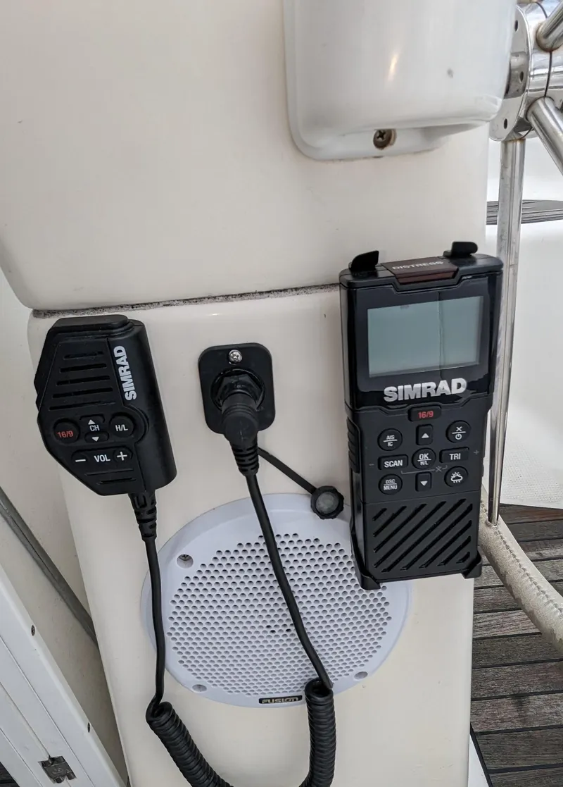 Slide: The Image of Simrad radio on Bavaria 34 sailboat, year 2001. - 38