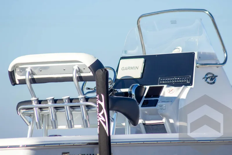 Slide: The Image of 2026 Tidewater 2110 Bay Max boat console with Garmin navigation system. - 12
