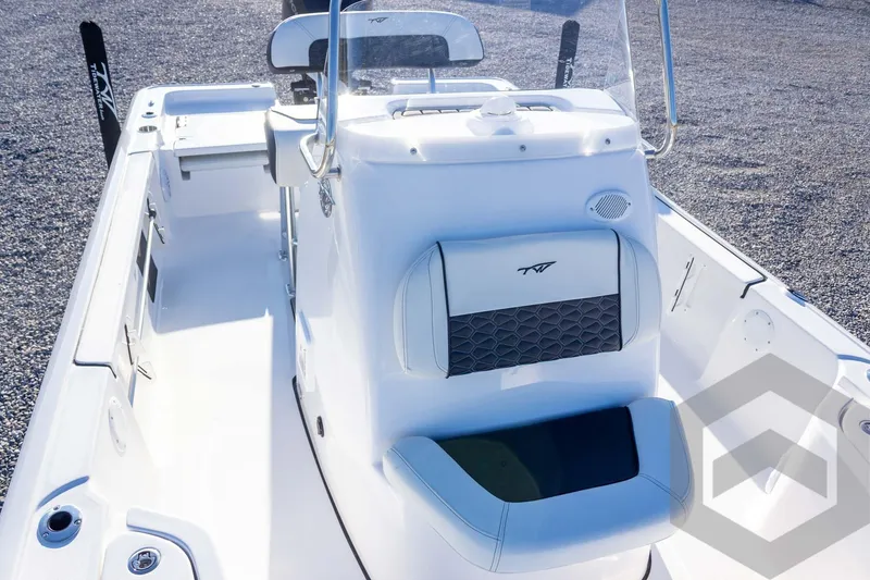 Slide: The Image of 2026 Tidewater 2110 Bay Max boat interior with sleek seating and modern design. - 29