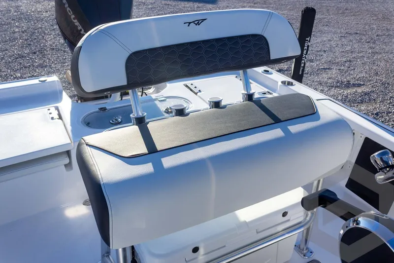 Slide: The Image of 2026 Tidewater 2110 Bay Max boat interior with sleek seating and modern design. - 37