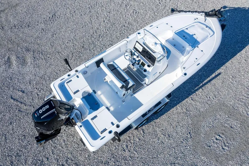 Slide: The Image of 2026 Tidewater 2110 Bay Max boat, aerial view on gravel surface. - 51