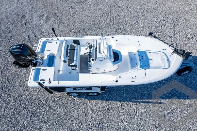Slide: The Image of 2026 Tidewater 2110 Bay Max boat on gravel, aerial view. - 52