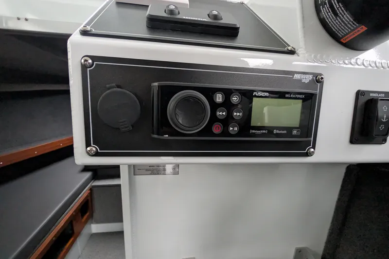 Slide: The Image of 2022 Hewscraft Pacific Explorer control panel with Fusion MS-RA70NSX stereo system. - 36
