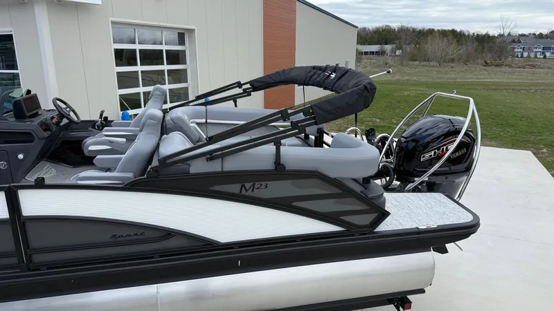 Slide: The Image of Bennington 22MOFB-SPS (TC) 2026 pontoon boat with Yamaha engine. - 22