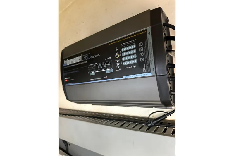 Slide: The Image of Battery charger in a 2009 Monterey 350 Sport Yacht, ProTournament 360 Elite series. - 52