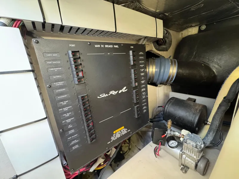Slide: The Image of Main DC breaker panel on 2007 Sea Ray 52 Sedan Bridge yacht. - 46