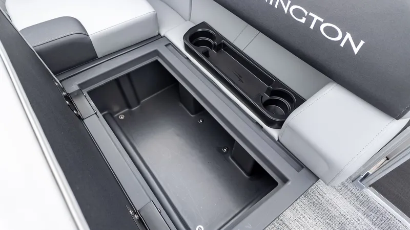 Slide: The Image of Bennington 2026 boat seat with storage and cup holders. - 10