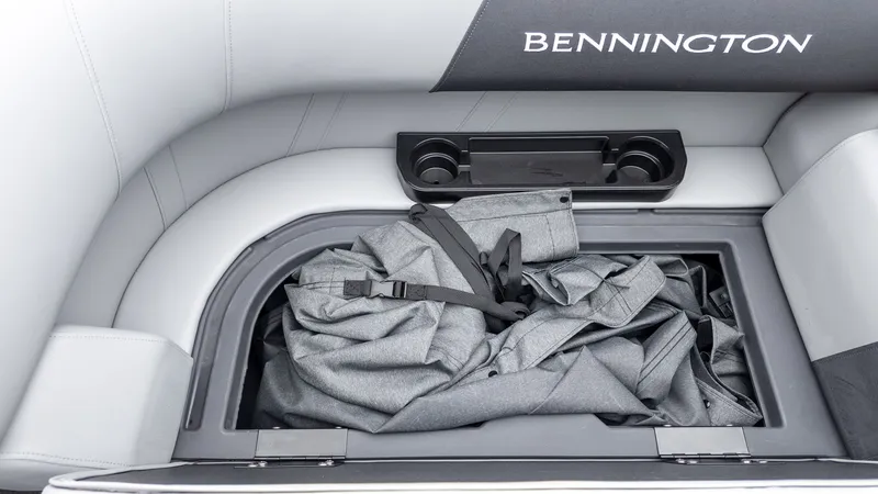 Slide: The Image of Bennington 16 S Cruise seat with storage and cup holders. - 14