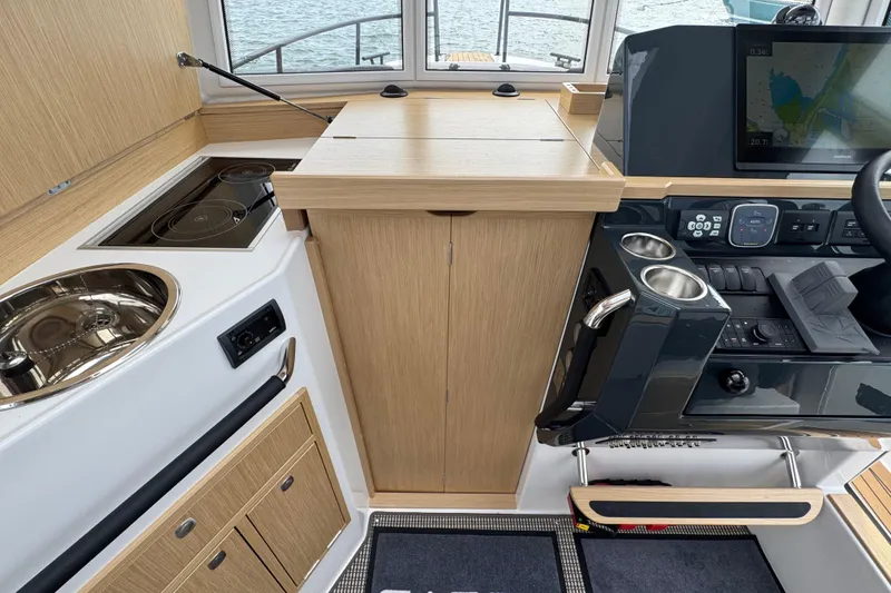 Slide: The Image of Interior of Sargo 28 yacht, 2025 model, featuring modern amenities. - 16