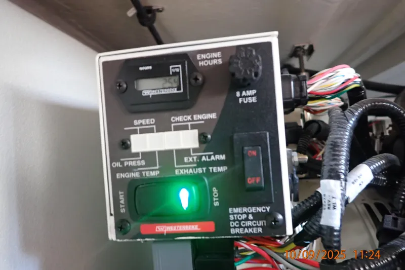 Slide: The Image of Control panel of a 2022 Formula 380 Super Sport Crossover OB with wiring and indicators. - 50