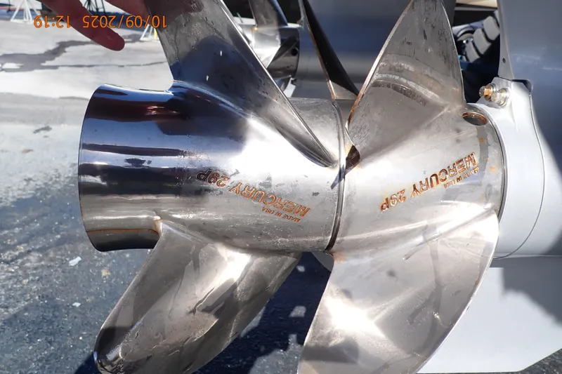 Slide: The Image of Close-up of a Mercury 29P propeller on a 2022 Formula 380 Super Sport Crossover OB. - 52