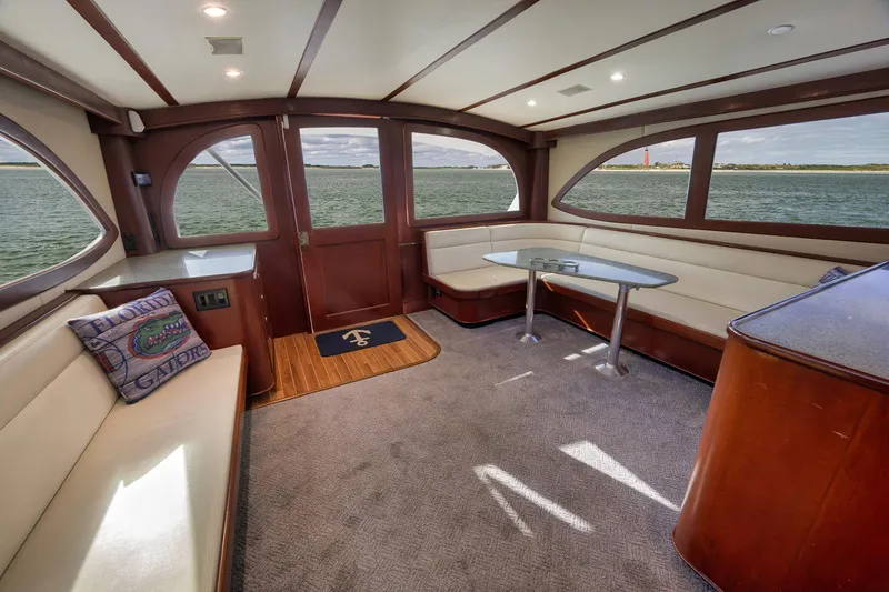 Slide: The Image of Luxurious interior of 2002 Paul Mann 60 Custom Carolina yacht with scenic ocean view. - 11
