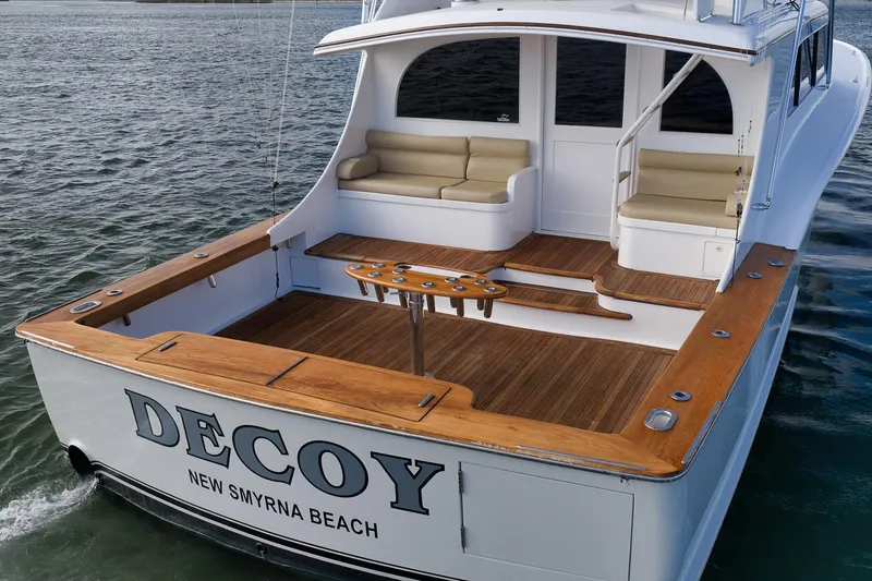 Slide: The Image of 2002 Paul Mann 60 Custom Carolina yacht with wooden deck, named "Decoy," New Smyrna Beach. - 39