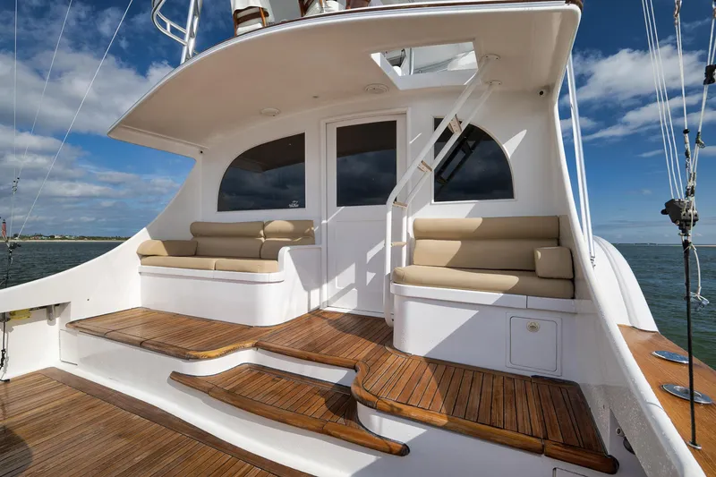 Slide: The Image of Luxurious 2002 Paul Mann 60 Custom Carolina yacht deck with seating and ocean view. - 42