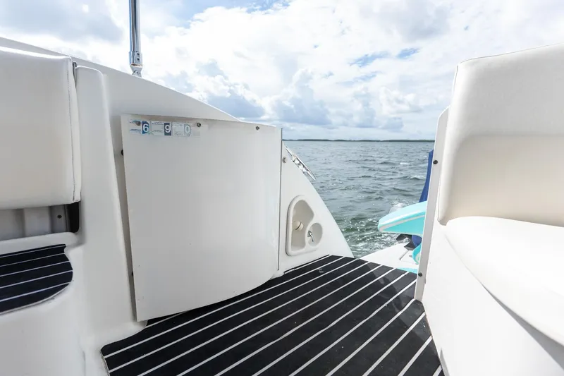 Slide: The Image of 2005 Formula 48 Yacht deck with ocean view and striped flooring. - 17