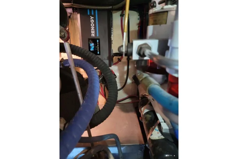 Slide: The Image of Engine room of 2005 Formula 48 Yacht with Renogy equipment and wiring. - 40