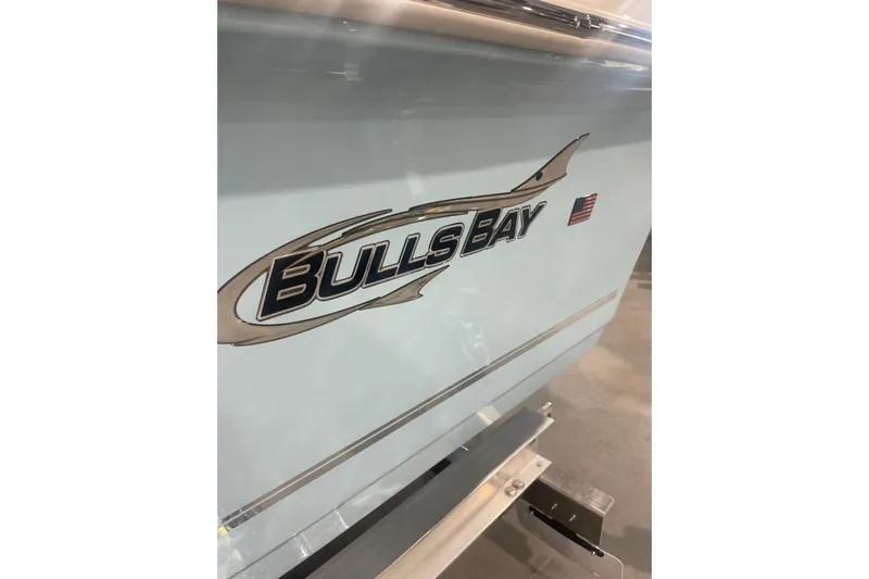 Slide: The Image of 2026 Bulls Bay 2200 XS boat logo with American flag decal. - 4