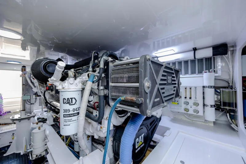 Slide: The Image of Engine room of 2009 Viking 60 Convertible yacht with CAT marine power components. - 107
