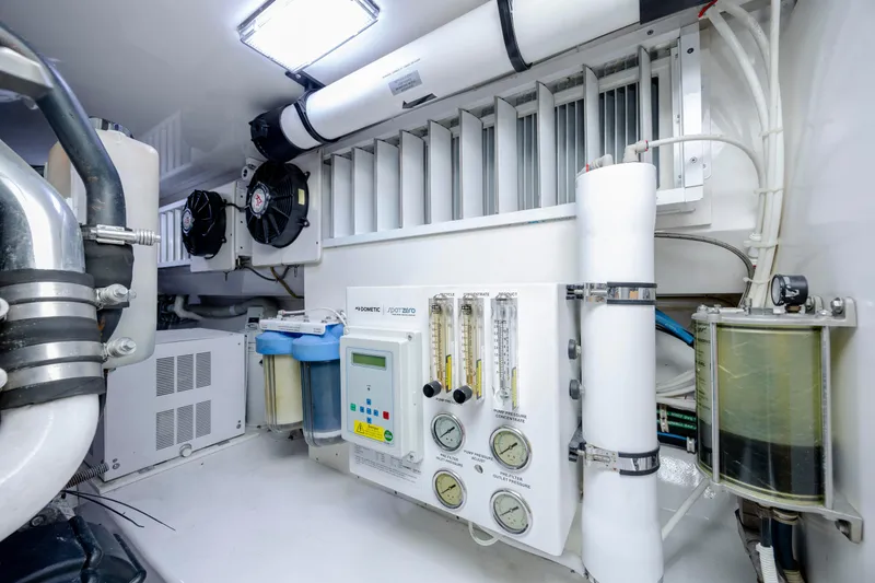 Slide: The Image of Engine room of 2009 Viking 60 Convertible yacht with advanced filtration system. - 108