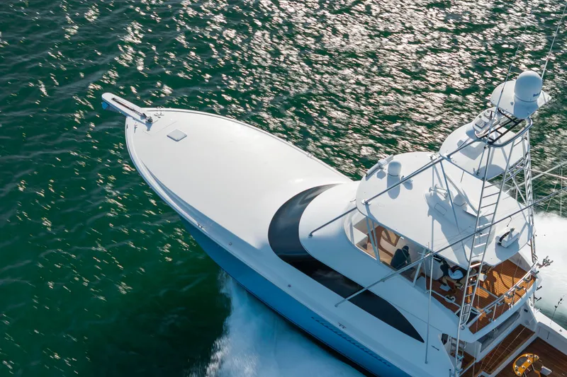 Slide: The Image of Aerial view of 2009 Viking 60 Convertible yacht cruising on the ocean. - 28