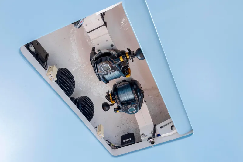 Slide: The Image of Engine room of 2009 Viking 60 Convertible yacht with visible equipment and components. - 54