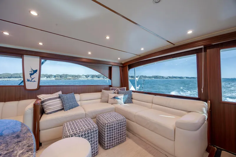 Slide: The Image of Luxurious interior of 2009 Viking 60 Convertible yacht with ocean view. - 65