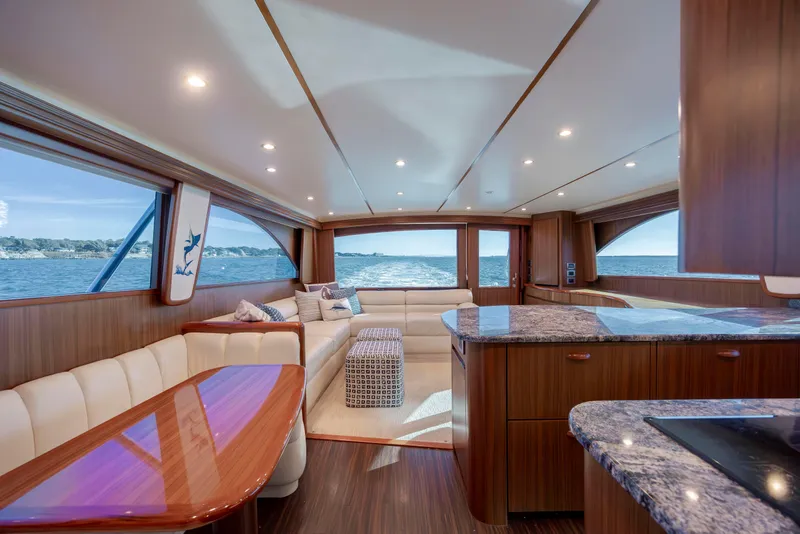Slide: The Image of Luxurious interior of 2009 Viking 60 Convertible yacht with ocean view. - 70