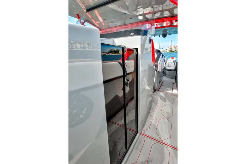 Slide: The Image of Interior of 2023 Midnight Express 43 Open boat with modern design and seating. - 33
