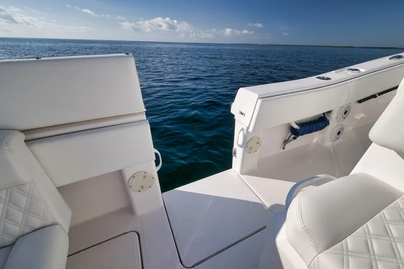 Slide: The Image of 2022 Invincible 39 Open Fisherman boat interior with ocean view. - 15
