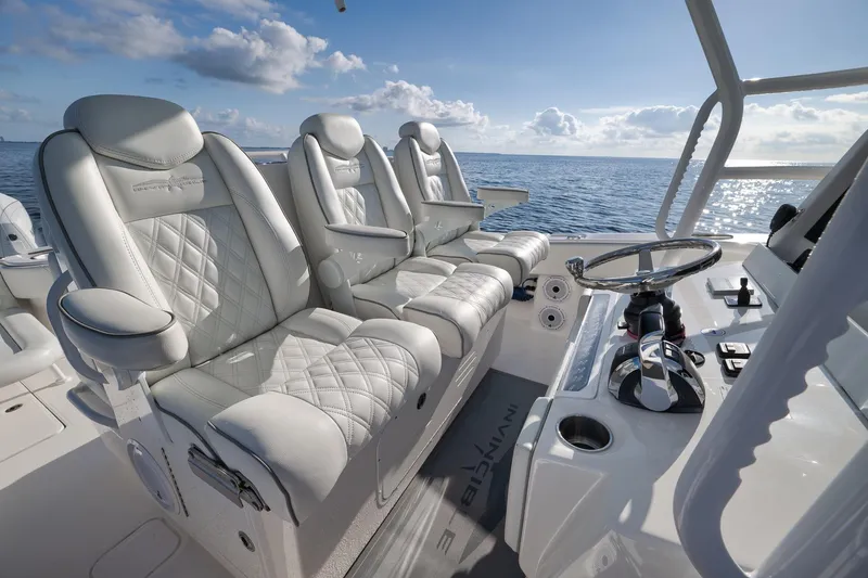 Slide: The Image of Luxurious seating on 2022 Invincible 39 Open Fisherman boat with ocean view. - 21