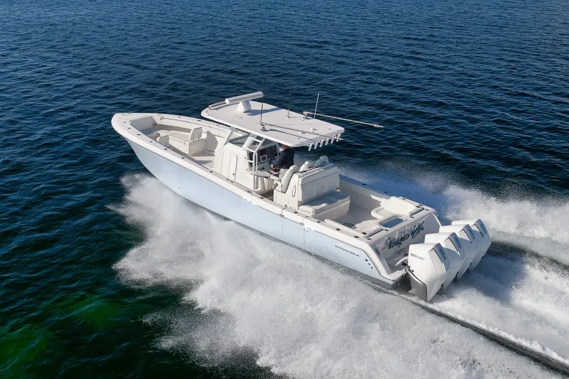 Slide: The Image of 2022 Invincible 39 Open Fisherman boat cruising on open water. - 3