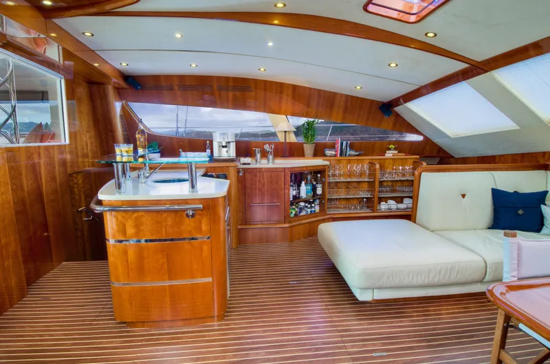 Slide: The Image of Luxurious interior of 2010 Privilege 745 yacht with modern kitchen and comfortable seating. - 48