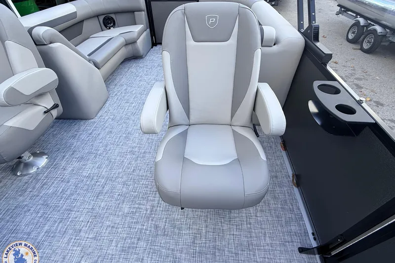 Slide: The Image of Luxury seating on 2026 Premier 220 Sunscape RF pontoon boat, featuring modern design and comfort. - 10