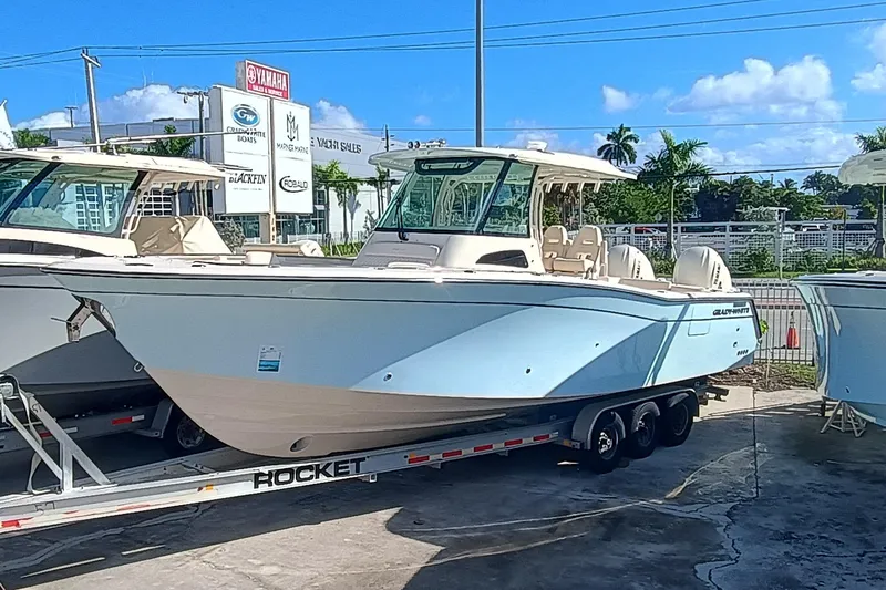 The Image of 2026 Grady-White Canyon 336 boat on trailer outdoors. - 0