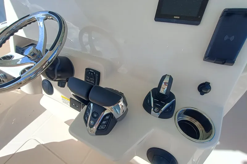 Slide: The Image of Control console of Grady-White Canyon 336 boat, year 2026. - 25