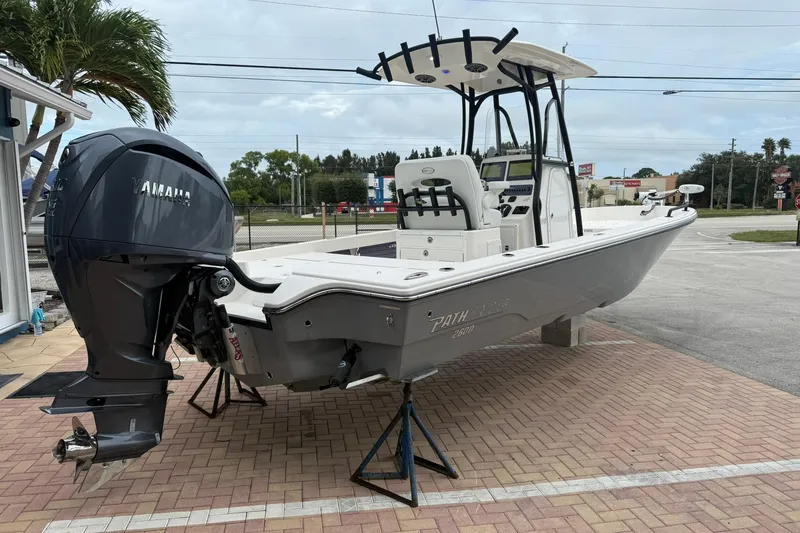 Slide: The Image of 2023 Pathfinder 2600 TRS boat with Yamaha outboard engine on display. - 6