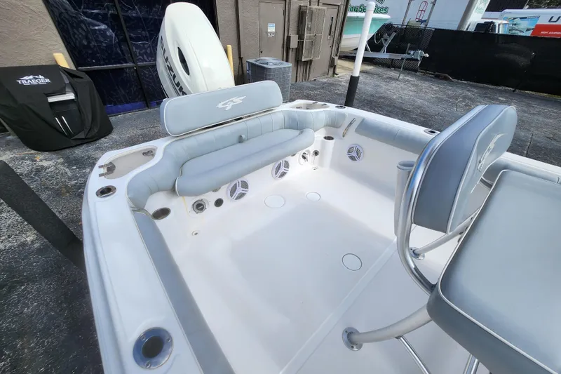 Slide: The Image of 2020 Glasstream 240 CCX boat interior with seating and modern design. - 7