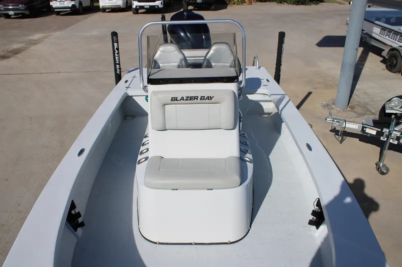 Slide: The Image of 2020 Blazer 2220 GTS boat seats with Yamaha engine in background. - 4