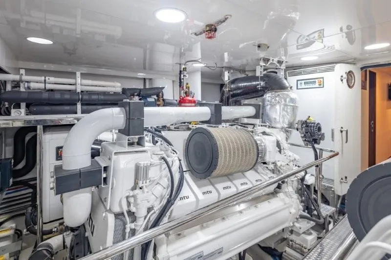 Slide: The Image of Engine room of 2017 Ocean Alexander Motor Yacht, featuring MTU engines and modern equipment. - 72