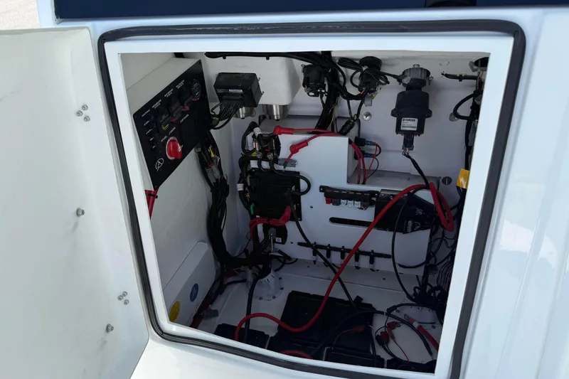 Slide: The Image of 2026 Blazer 2550 GTS electrical compartment with wiring and components. - 34