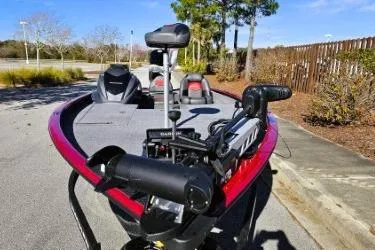 Slide: The Image of 2025 Tracker Savage 215 boat deck with advanced fishing equipment and controls. - 5