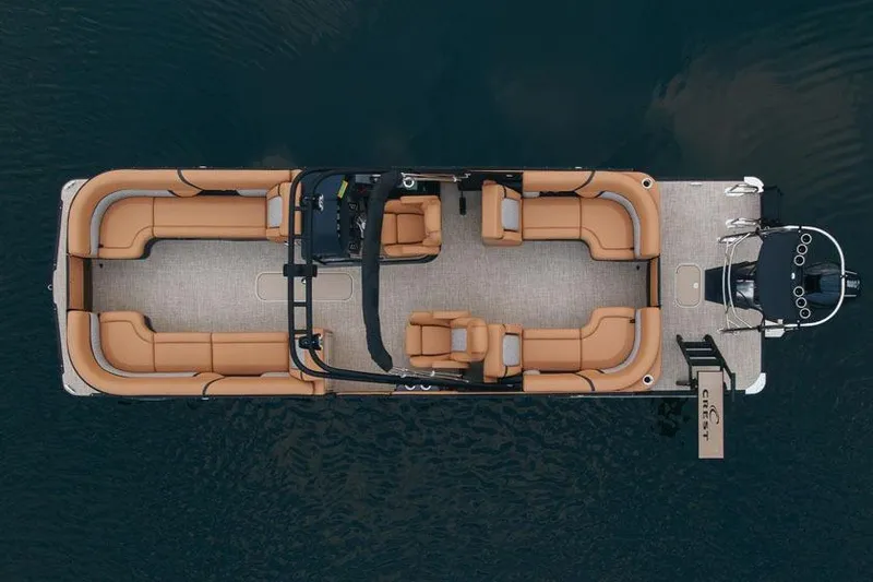 Slide: The Image of Manufacturer Provided Image: 2026 Crest Caribbean 230 SLC pontoon boat, top view, on water. - 11