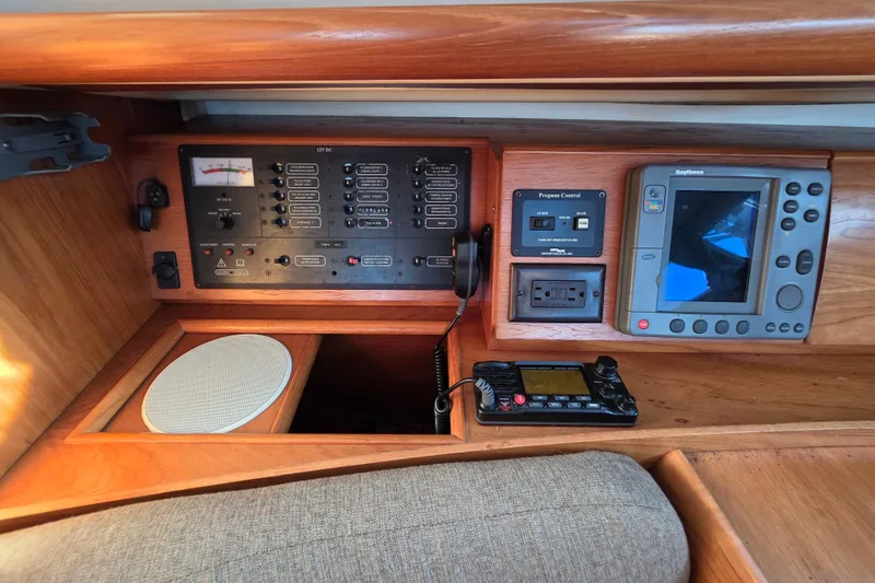 Slide: The Image of Control panel of a 1999 Jeanneau Sun Odyssey 40 DS sailboat interior. - 19
