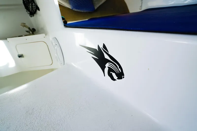 Slide: The Image of Powercat 30 Ope 2000 interior with sleek black cat logo on white surface. - 22